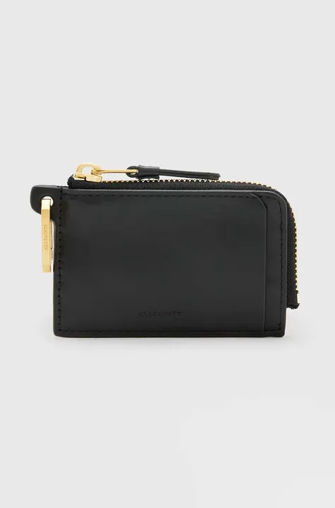 Usnjena denarnica AllSaints Remy ženska, črna barva