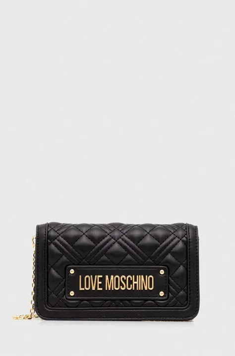 Listová kabelka Love Moschino čierna farba