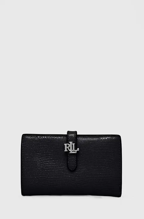 Kožená peňaženka Lauren Ralph Lauren dámsky,čierna farba,432935230