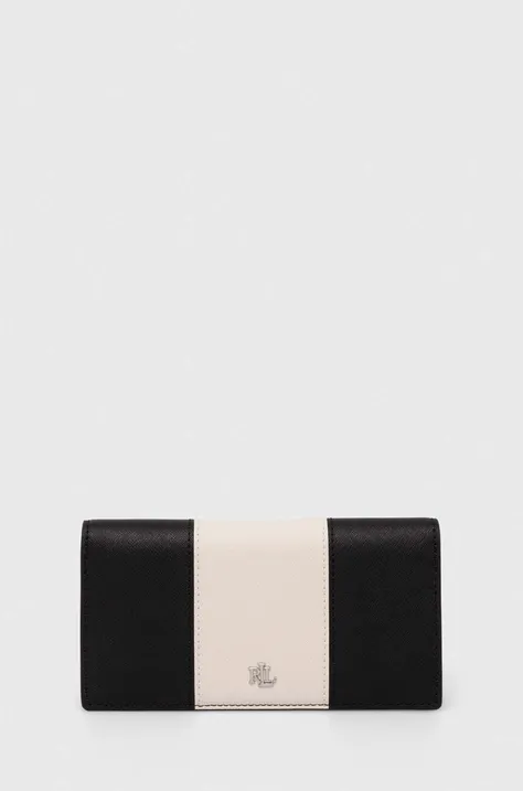 Kožená peňaženka Lauren Ralph Lauren dámsky,čierna farba,432935353