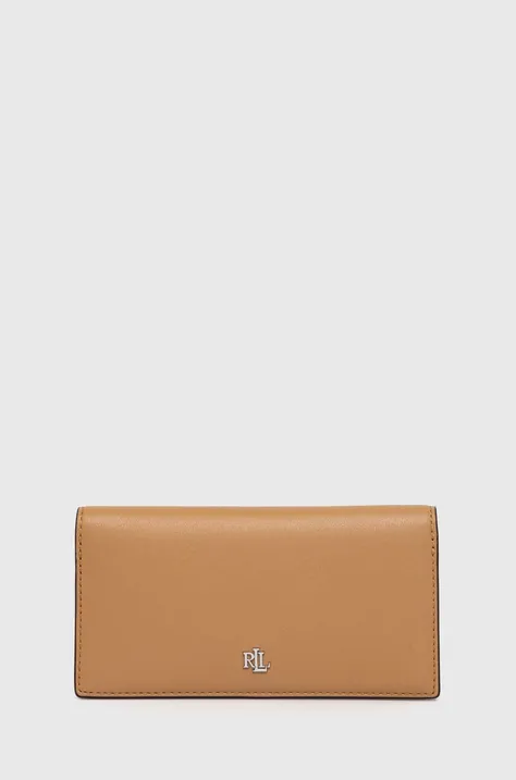 Kožená peňaženka Lauren Ralph Lauren dámska,béžová farba,432935939