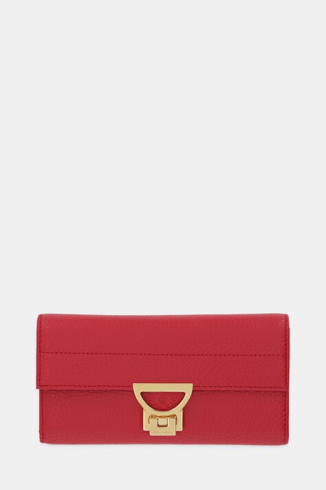 Coccinelle portfel skórzany damski kolor czerwony