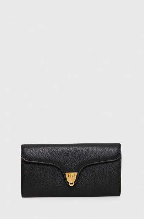 Кожаный кошелек Coccinelle женский цвет чёрный