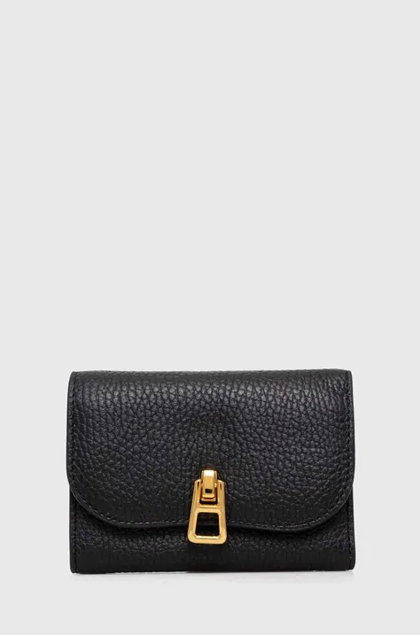 Шкіряний гаманець Coccinelle жіночий колір чорний