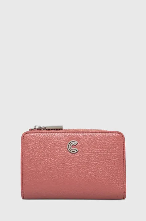 Kožená peňaženka Coccinelle dámsky, červená farba