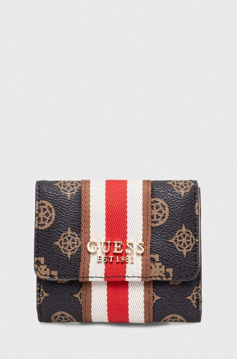 Πορτοφόλι Guess NELKA χρώμα: καφέ, SWPG93 07440