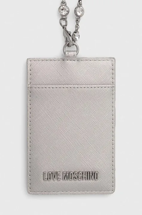 Etui za kartice Love Moschino srebrna barva