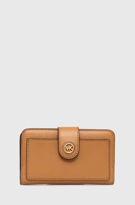 Шкіряний гаманець MICHAEL Michael Kors жіночий колір коричневий