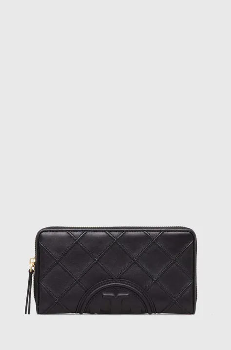Шкіряний гаманець Tory Burch Fleming Soft Zip Continental Wallet жіночий колір чорний 140344.001