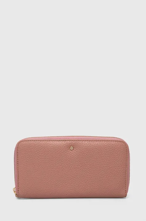 Geox portofel de piele D35K3H-00046 D.WALLET femei, culoarea roz