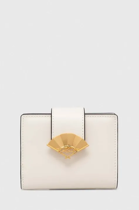 Δερμάτινο πορτοφόλι Karl Lagerfeld γυναικεία, χρώμα: άσπρο