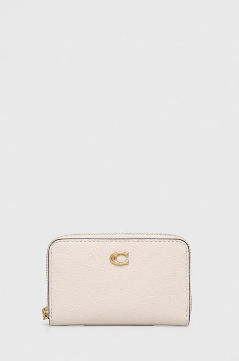 Шкіряний гаманець Coach жіночий колір білий