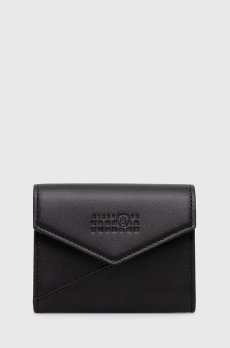 Kožená peněženka MM6 Maison Margiela Japanese 6 Flap černá barva, SA5UI0010