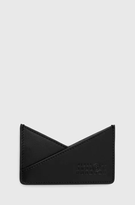 Kožené puzdro na karty MM6 Maison Margiela Japanese 6 slg čierna farba, SA6UI0014