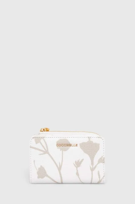 Δερμάτινο πορτοφόλι Coccinelle γυναικεία, χρώμα: άσπρο