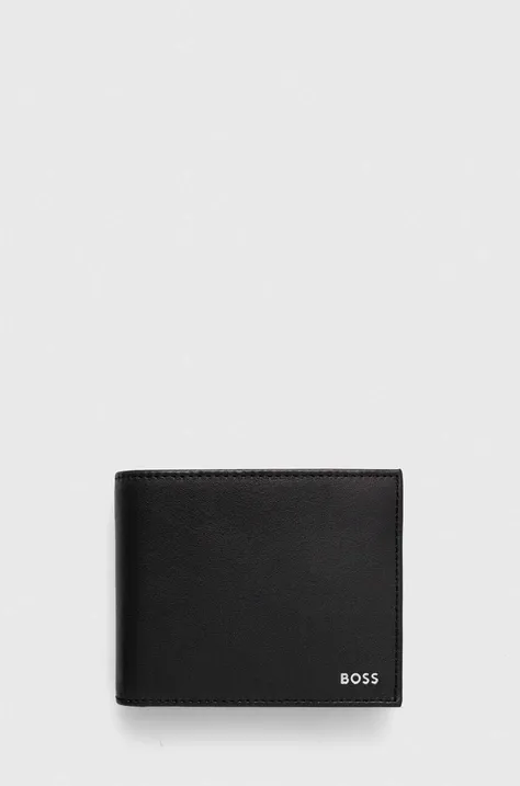 Kožená peňaženka BOSS Randy pánska, čierna farba, 50519268