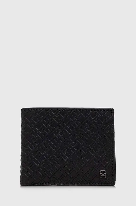 Kožená peněženka Tommy Hilfiger černá barva, AM0AM11846
