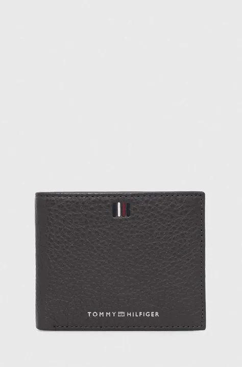 Usnjena denarnica Tommy Hilfiger moški, siva barva