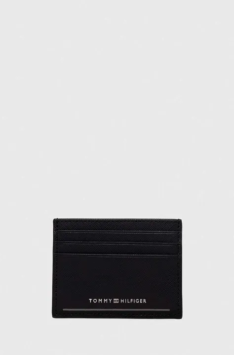 Δερμάτινη θήκη για κάρτες Tommy Hilfiger χρώμα: μαύρο