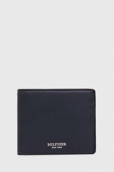 Kožená peněženka Tommy Hilfiger tmavomodrá barva, AM0AM11865
