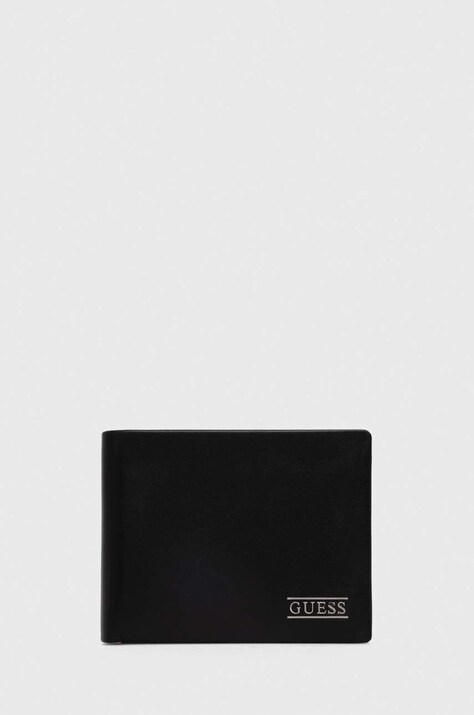Guess portofel de piele barbati, culoarea negru
