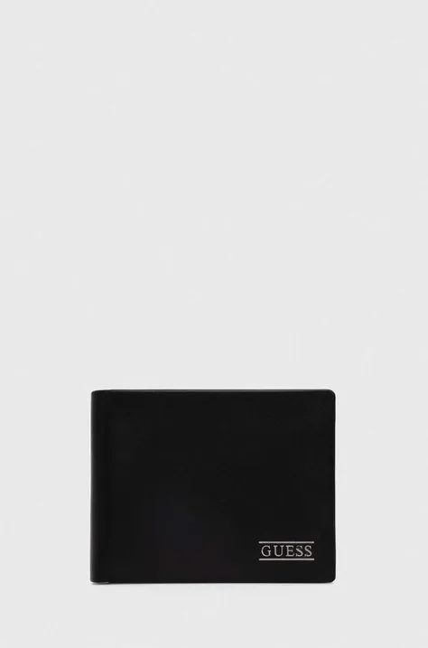 Kožená peněženka Guess NEW BOSTON černá barva, SMNEBR LEA20