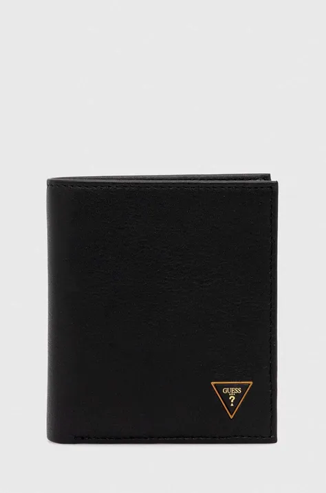 Kožená peněženka Guess SCALA černá barva, SMSCLE LEA22