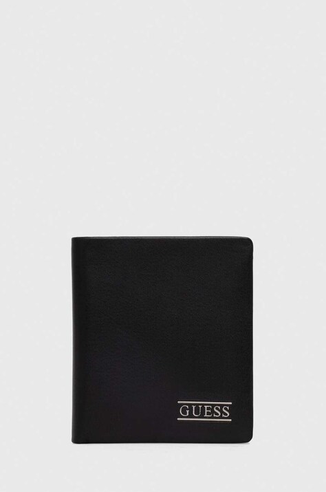 Guess portofel de piele barbati, culoarea negru