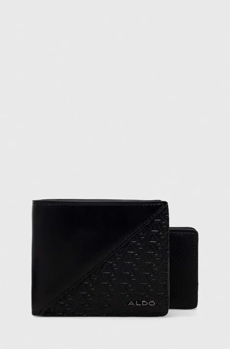 Πορτοφόλι και θήκη ράπουλας Aldo GLERRADE ανδρικό, χρώμα: μαύρο, GLERRADE.006