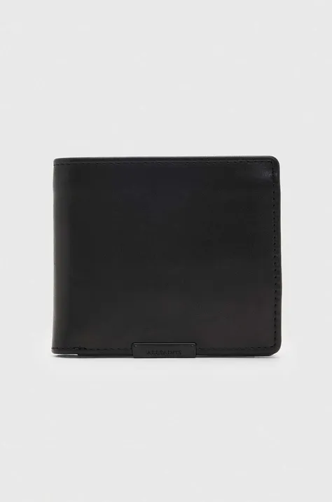 Usnjena denarnica AllSaints Blyth moška, črna barva