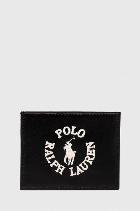 Δερμάτινη θήκη για κάρτες Polo Ralph Lauren χρώμα: μαύρο