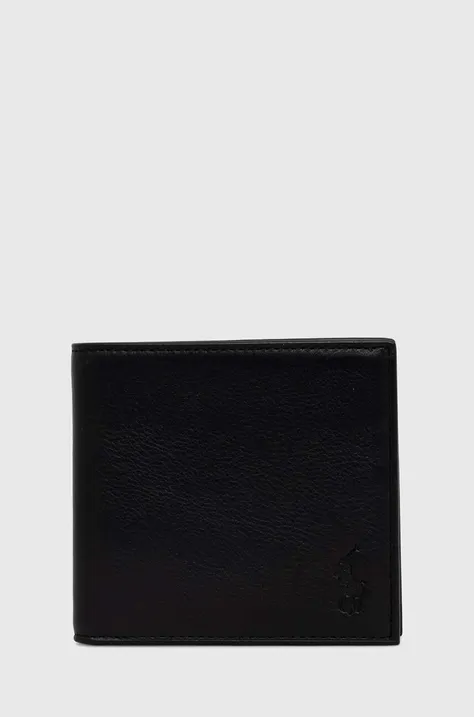 Kožni novčanik Polo Ralph Lauren za muškarce, boja: crna