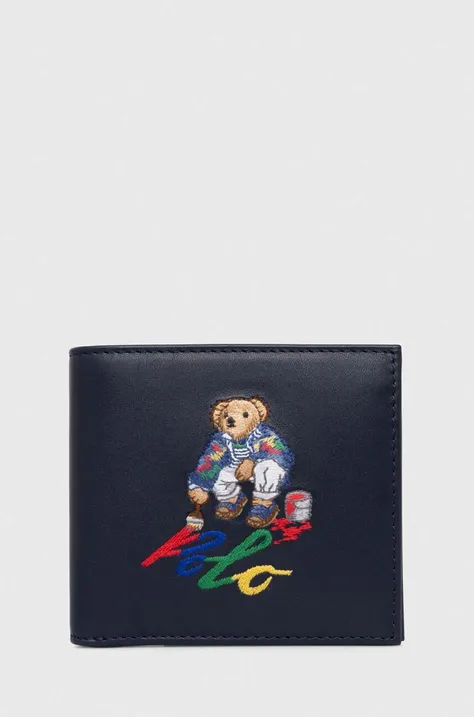 Kožená peňaženka Polo Ralph Lauren pánsky, tmavomodrá farba