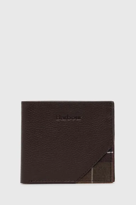 Kožená peňaženka Barbour pánsky, hnedá farba