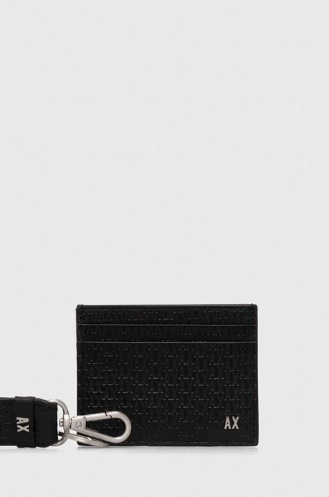 Кожаный футляр для кредитных карт с брелоком Armani Exchange цвет чёрный