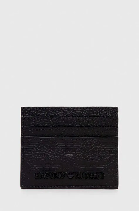 Kožené puzdro na karty Emporio Armani čierna farba, YEM320 Y142V