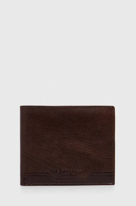 Кожаный кошелек U.S. Polo Assn. мужской цвет коричневый