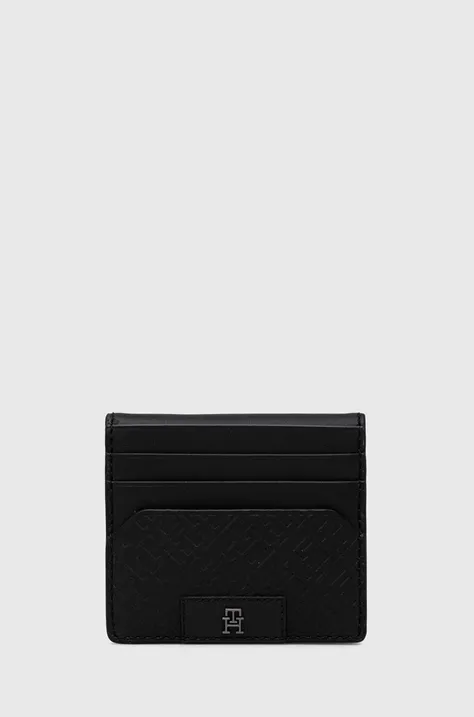 Шкіряний чохол на банківські карти Tommy Hilfiger колір чорний