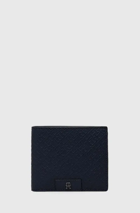 Kožená peněženka Tommy Hilfiger tmavomodrá barva, AM0AM12174