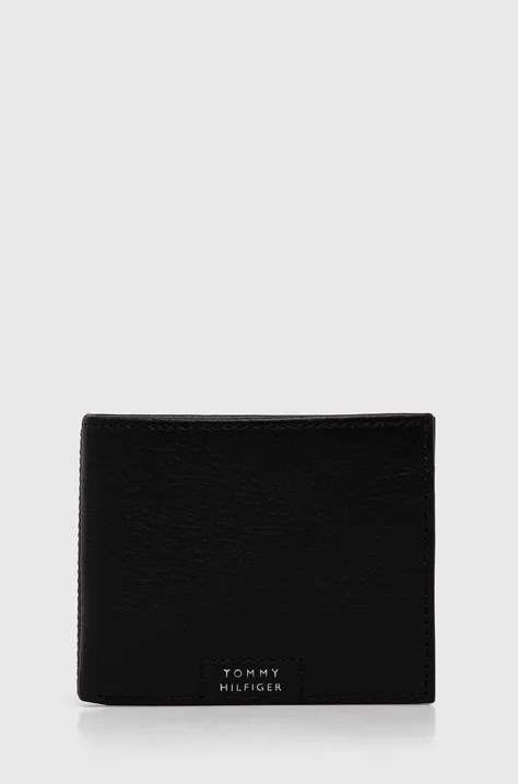 Kožená peňaženka Tommy Hilfiger pánsky, čierna farba, AM0AM12187