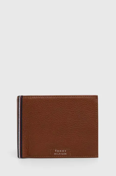 Tommy Hilfiger portfel skórzany męski kolor brązowy AM0AM12189