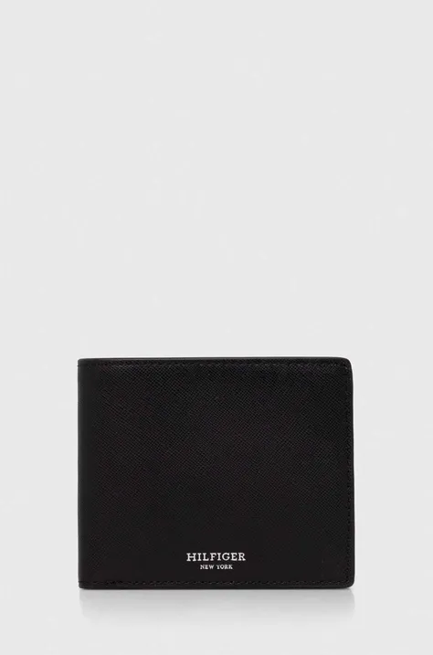 Kožená peňaženka Tommy Hilfiger pánsky, čierna farba, AM0AM12195