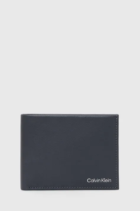 Δερμάτινο πορτοφόλι Calvin Klein ανδρικά, χρώμα: γκρι