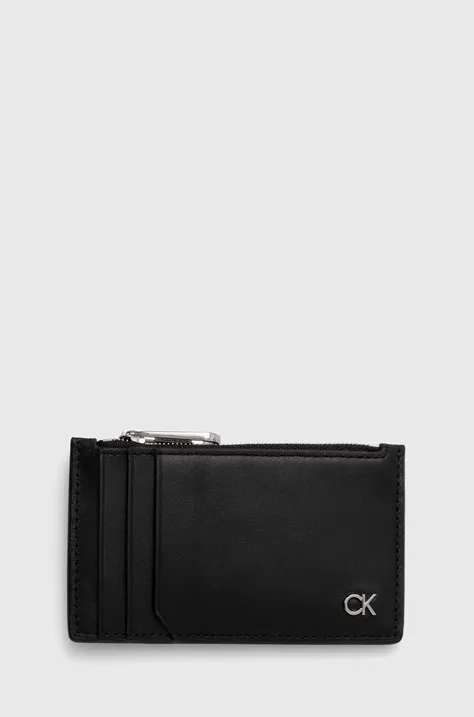 Kožená peňaženka Calvin Klein pánsky,čierna farba,K50K511685