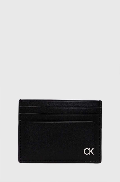 Calvin Klein etui na karty skórzane kolor czarny