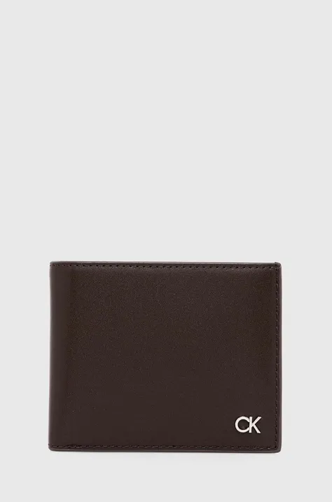 Kožni novčanik Calvin Klein za muškarce, boja: smeđa