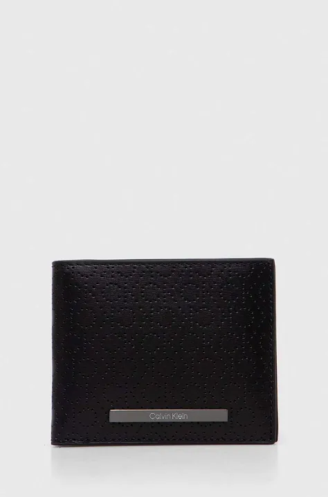 Kožená peňaženka Calvin Klein pánsky,čierna farba,K50K511834