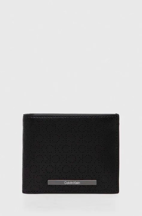 Usnjena denarnica Calvin Klein moški, črna barva