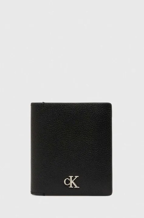 Usnjena denarnica Calvin Klein Jeans moški, črna barva