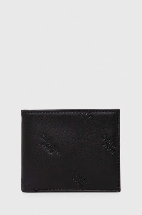 Kožená peňaženka Calvin Klein Jeans pánsky,čierna farba,K50K511814